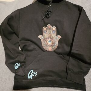 Gildan Black Hoodie with Colorful Hamsa Design
